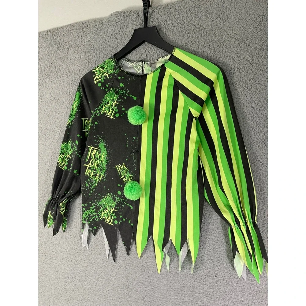 Spirit Halloween Clown Costume Kids Medium Green Black Trick or Treat Outfit‎